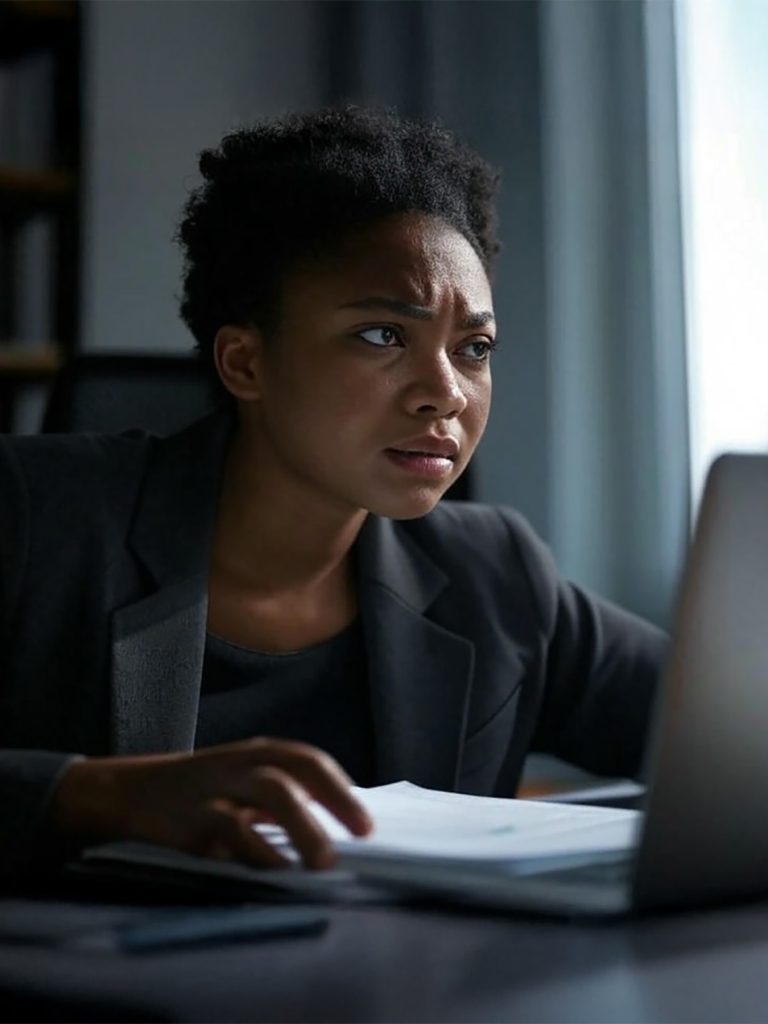 Therapist reviewing documents